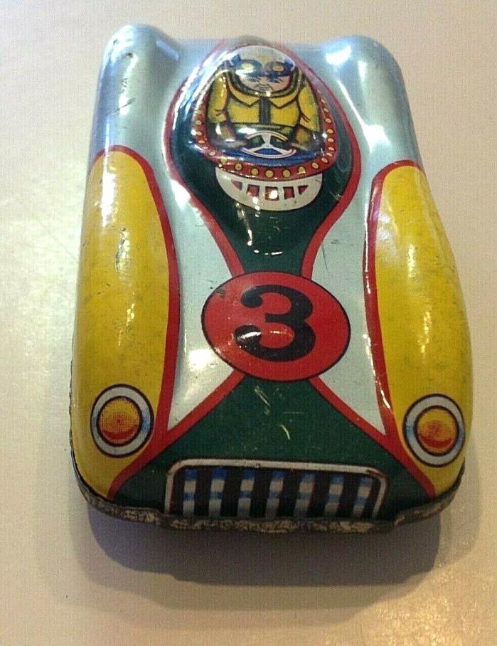 Vintage wind-up tin litho Race Car JAPAN  cool streamline design