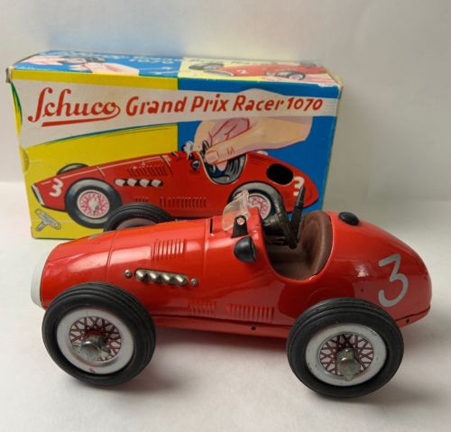 Schuco Grand Prix Racer 1070 1980s Reproduction Wind Up Car Tin Metal Red