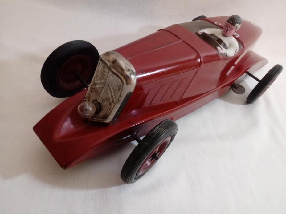 1935 JOUETS Citroen ROSALIE wind-up FRENCH BOAT TAIL race car VERY RARE w/LIGHT