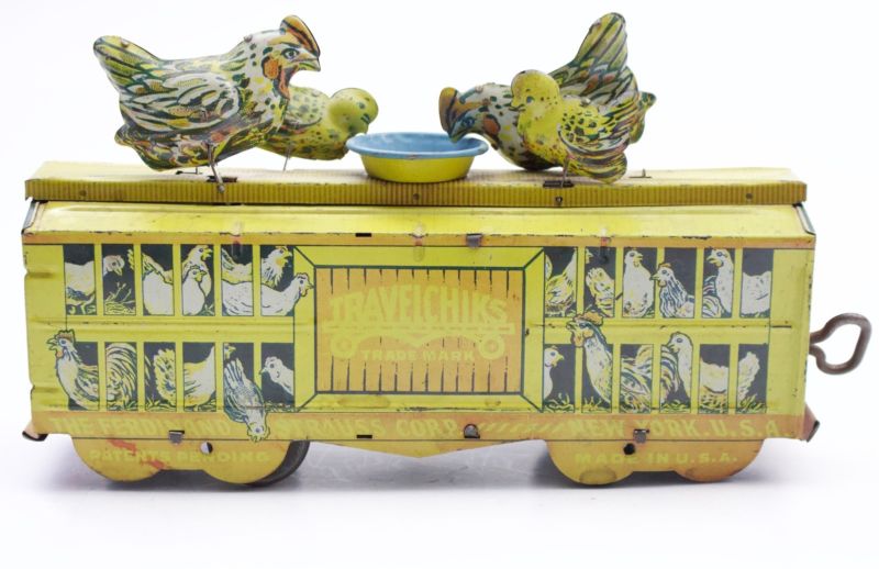 Strauss Toys TravelChiks New York USA Tin Litho Windup Toy Train