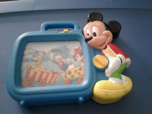 DISNEY MICKEY MOUSE WIND UP SCROLLING MUSICAL TV SCREEN TOY Vintage Works