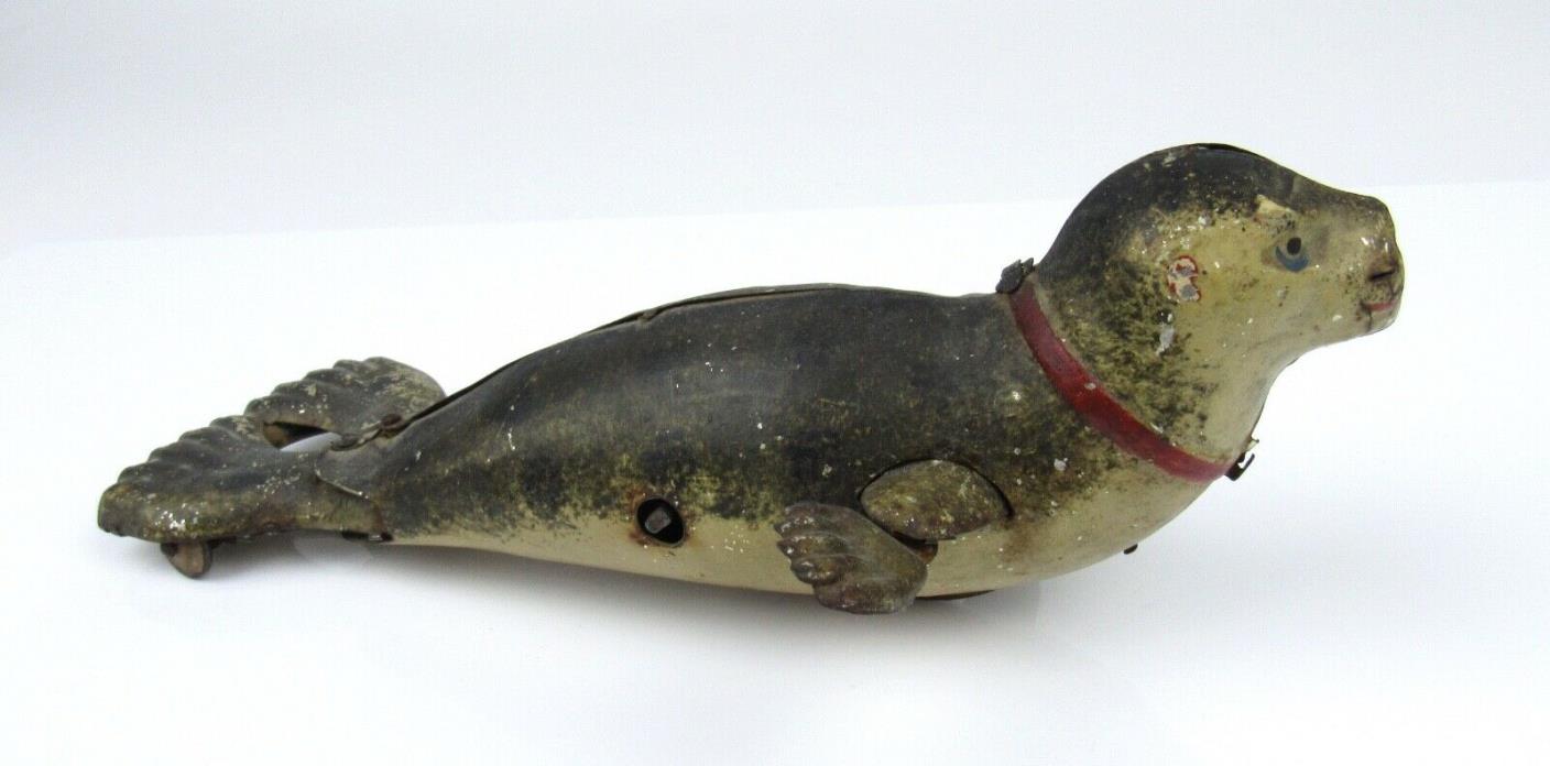 Antique Lehmann Tin Wind Up Sea Lion German Vintage Toy Eared Seal (1899-1935)