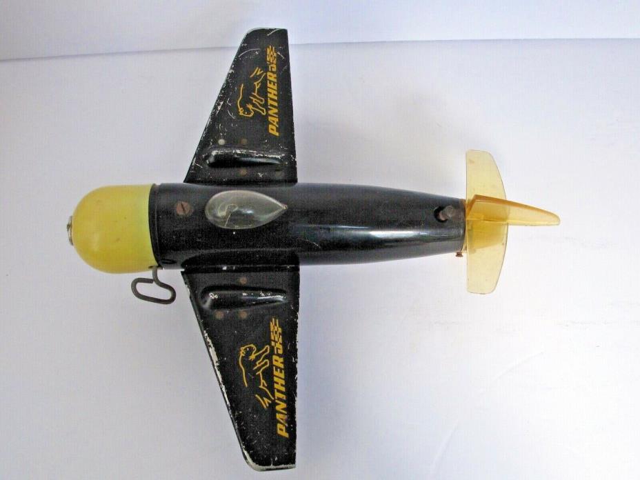 Vintage Wind-up Panther Jet Toy Airplane Plastic and Metal Combination