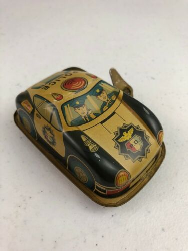 Russ Berrie Tin Wind-Up Police Car Toy