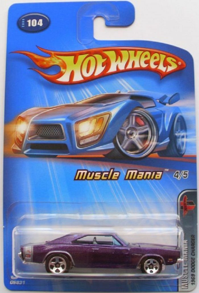 2005 Hot Wheels Muscle Mania 1969 Dodge Charger Kmart Color Mtlflk Purple 5SPs
