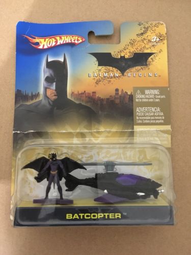 2006 Hot Wheels Batman Begins Batman Figure Batcopter Matte Black