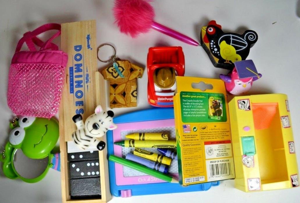 Kids Toys Junk Drawer Lot, Novelty Toys, Trinkets, Dominos Variety of Fun Items!