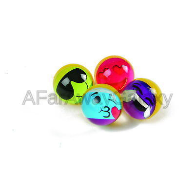 Assorted Emoji Rainbow Design Super High Bounce Rubber Balls (Lot of 12)