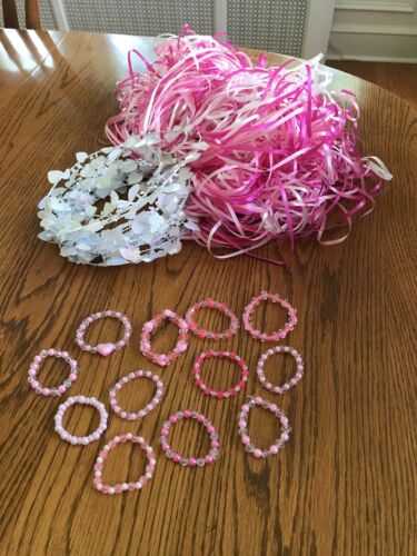 Lot Of Pink  Party Bracelets Princess Crowns New Birthday Favors Pink White