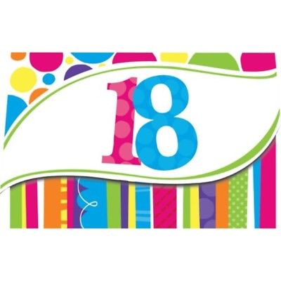 Creative Converting Bright and Bold 8 Count 18th Birthday Invitations