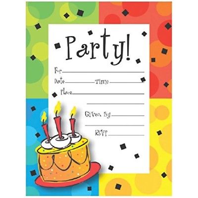Creative Converting 8 Count Cake Celebration Postcard Party Invitations, Multic