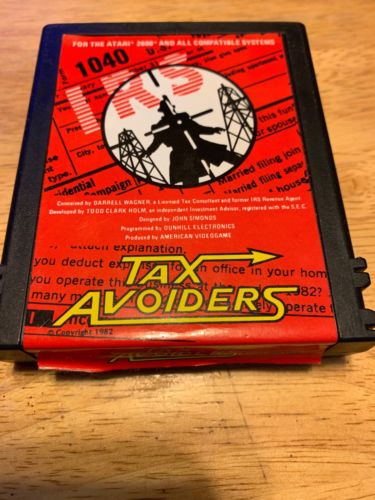 RARE TESTED ATARI 2600 TAX AVOIDERS GAME CARTRIDGE Works Sold As Is IRS 1040