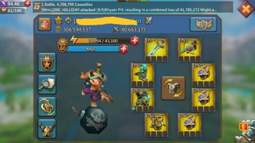 Lords mobile T4 Account, 306mil might , Lots of research + more