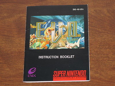 EVO E.V.O. Search for Eden SNES Manual/Poster Instruction Booklet Super Nintendo