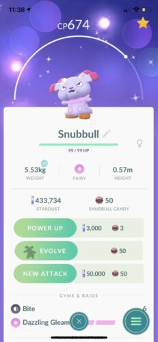 Shiny Snubbull Pokemon Go Super Rare - Ultra Friends/Registered