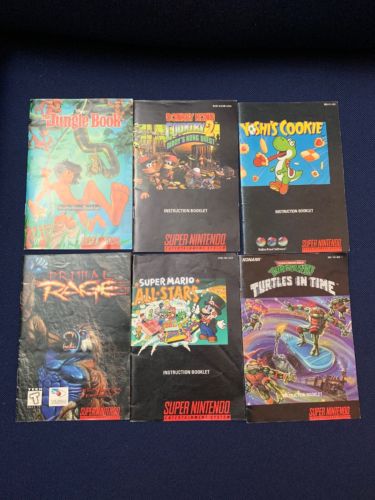 SNES Manual Instruction Booklet Lot Super Nintendo Turtles In Time Tmnt Mario