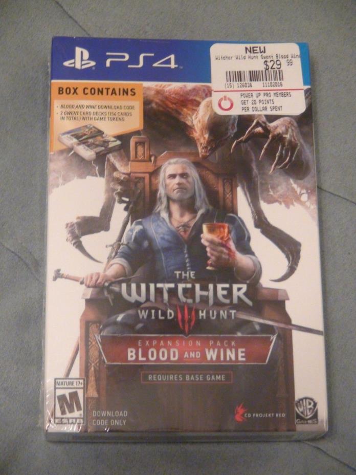 The Witcher 3 Blood & Wine Code Limited Edition Gwent Card Set New Sealed PS4