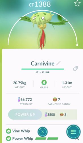 POKEMON GO CATCH SERVICE (REGIONALS) Carnivine