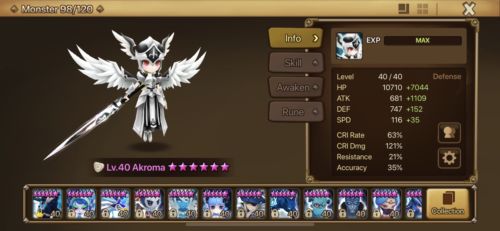 Summoners War Late Game Global Account- 67 6*’s LD AKROMA, 20+nat5, 2000+ Arena