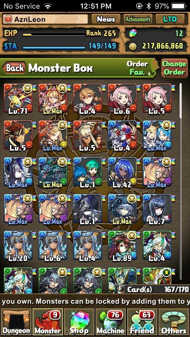 Puzzles and Dragons Account