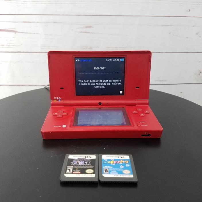 Nintendo Ds Red W/Camera 2 Games Plus Charger