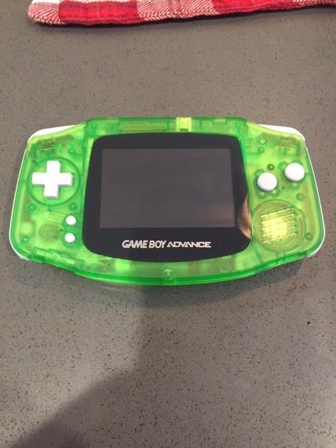 Game Boy Advance clear green with backlit screen mod with 2 games