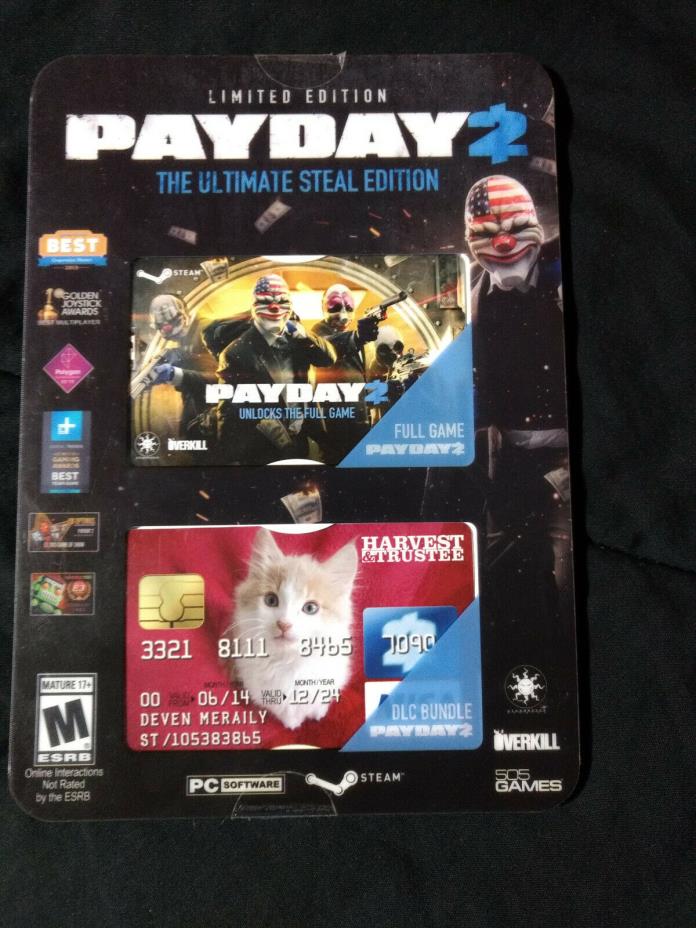 NO GAME: PAYDAY 2 - THE ULTIMATE STEAL Limited Edition (2014) PC STEAM PACKAGING