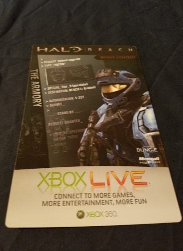 XBox 360 Live Halo Reach Spartan Recon Helmet Armory Bonus Content Card Code NEW