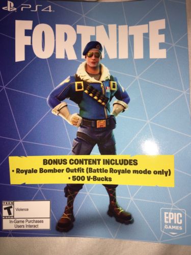 FORTNITE BONUS CONTENT ROYALE BOMBER OUTFIT SKIN 500 V BUCKS DLC CODE PS4 E-MAIL