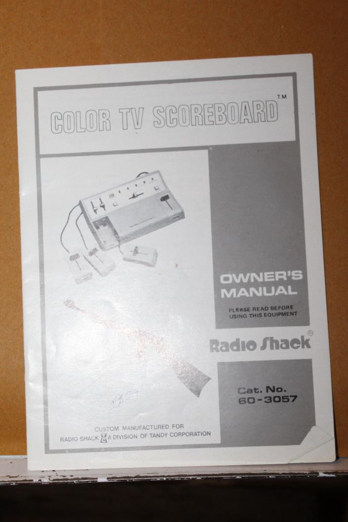 Vintage Radio Shack Color TV Scoreboard Owner's Manual 60-3057 Video Game Rare