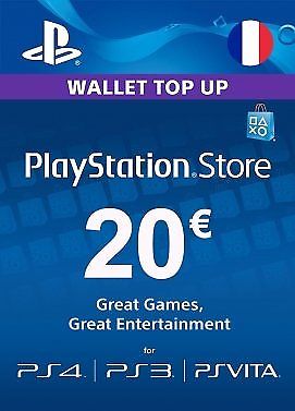 20€ EUR Carte PlayStation Network - 20 EURO PSN Code Jeu - Compte français - FR