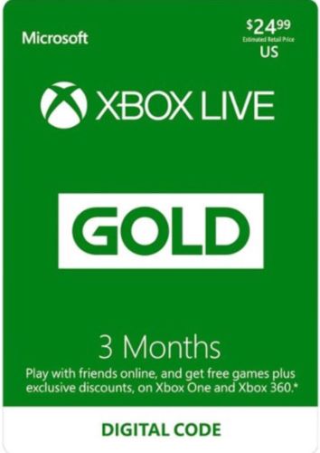 Microsoft Xbox Live Subscription 3 Month Gold Membership Card - S4452131