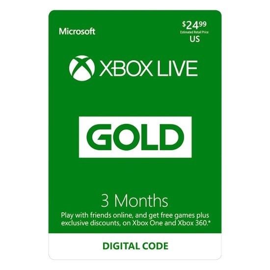 Microsoft Xbox Live Subscription 3 Month Gold Membership - CODE ONLY