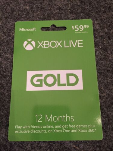 MICROSOFT XBOX Live Gold Card 12 Month Membership Subscription Retail $59.99