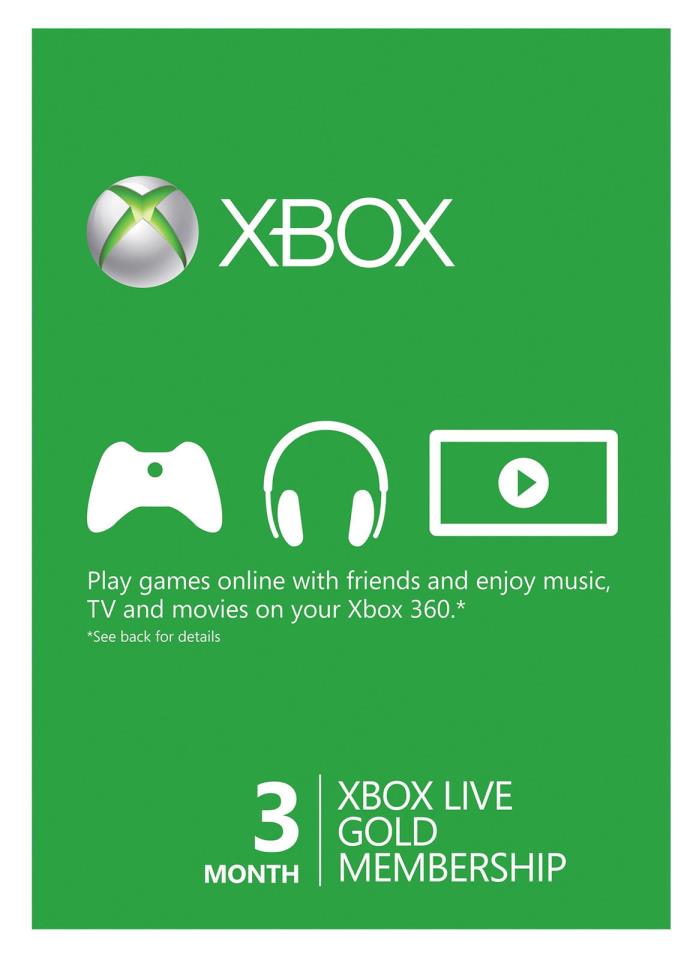 Microsoft Xbox Live Subscription 3 Month Gold Membership Card - S4452131