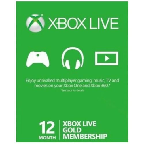 Microsoft 12 Month Xbox Live Gold Membership Subscription Quick Delivery