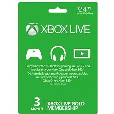 Microsoft 3 Month Xbox Live Gold Membership Subscription Instant Delivery!