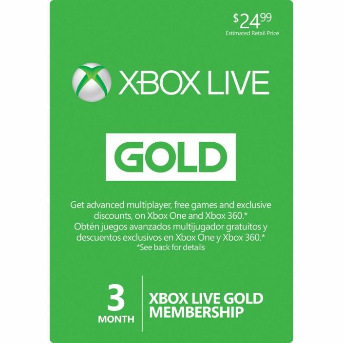 Microsoft Xbox Live Subscription 3 Month Gold Membership  Instant Delivery