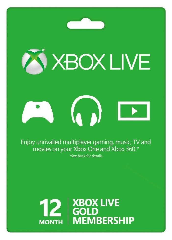 Microsoft Xbox Live 12 Month Gold Membership -- Instant Delivery