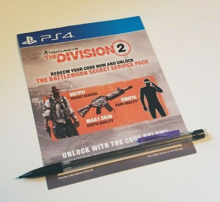 The Division 2 Secret Service Pack DLC (PlayStation 4 PS4) *EU/UK ONLY* READ