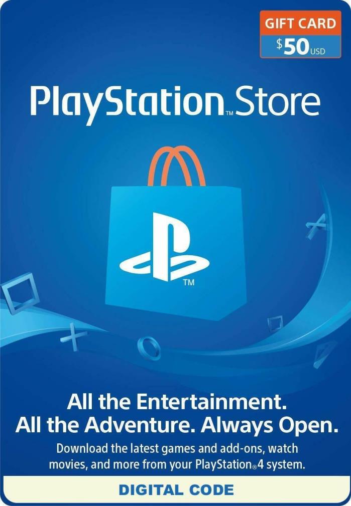 $50 PlayStation Network Store PSN Sony Gift Card - DIGITAL Delivery