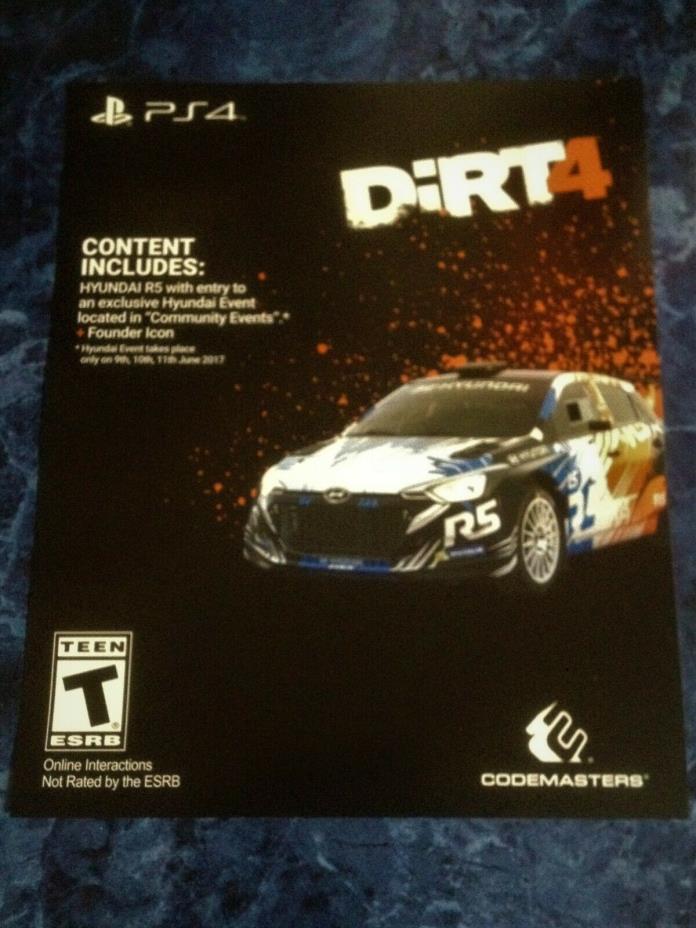 Dirt 4 PS4 DLC Download Code Exclusive Content Hyundai R5 Car Founder Icon