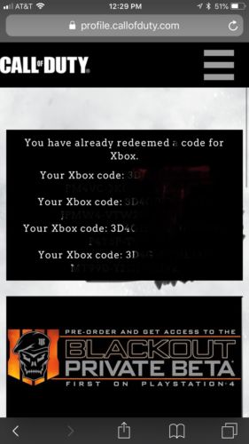 call of duty black ops 4 early blackout code for Xbox one.