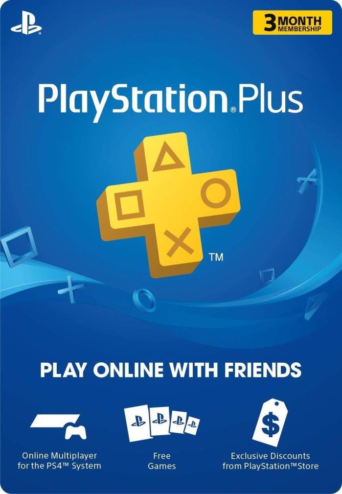 New! Sony PlayStation Plus 3 month Membership Digital Code Fast Email Delivery