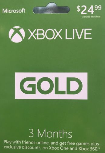 Microsoft 3 Month Xbox Live Gold Membership Subscription Quick & FREE Shipping