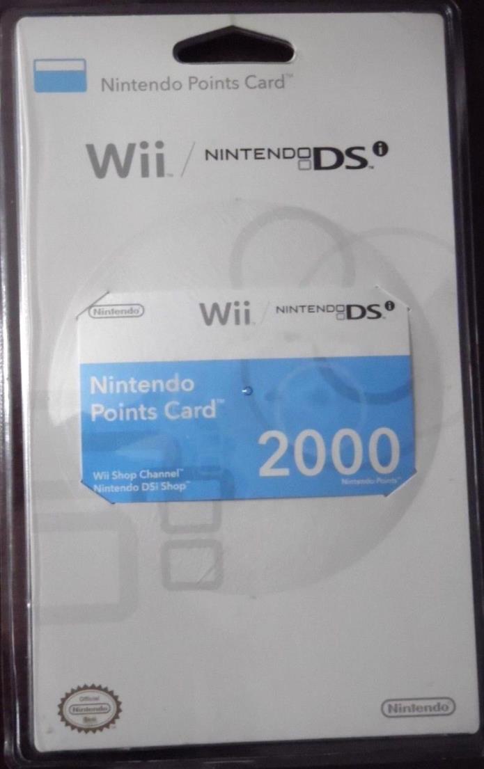 Nintendo Wii / DS Points Card, 2000 Points, Brand New