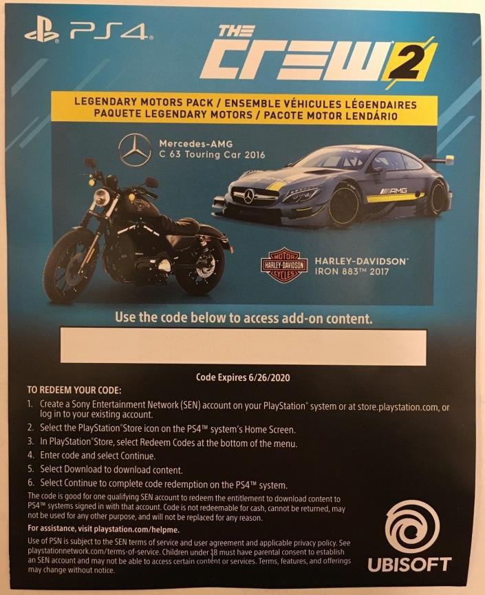 The Crew 2 Legendary Motors Pack DLC Add-On for Playstation 4 PS4