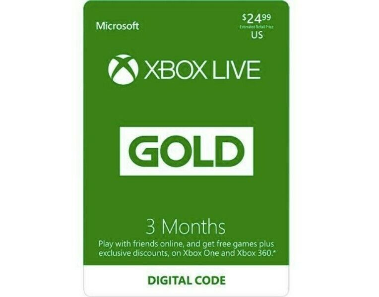 New Xbox Live GOLD 3 Month Gold Membership Card Microsoft Xbox One/360