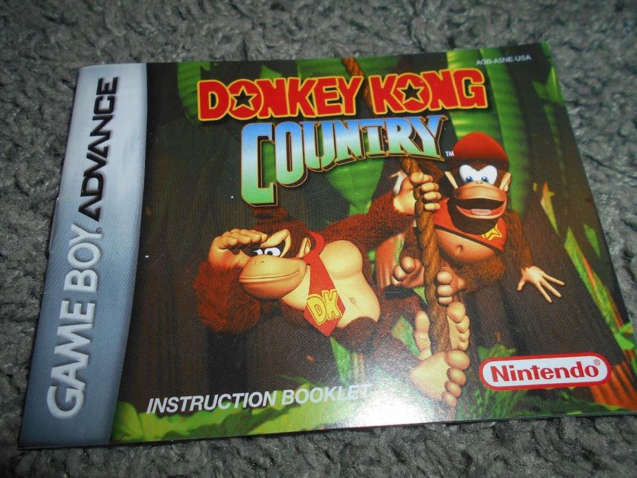 Donkey Kong Country GBA Game Boy Advance Instruction Manual ONLY, FREE SHIPPING