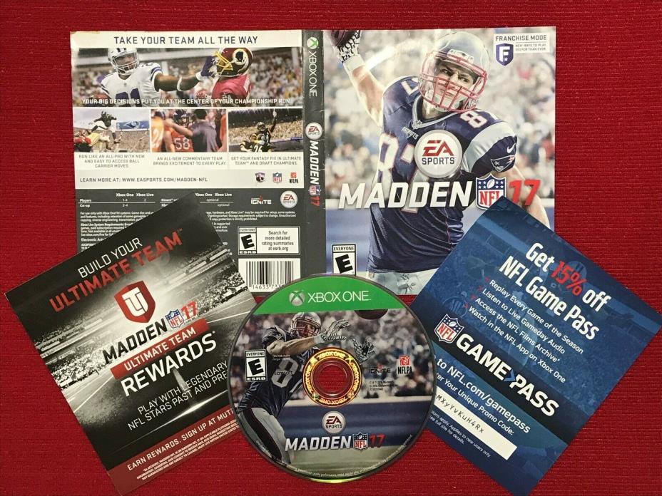 Xbox One Game Madden NFL 17, DISC & COVER ART ONLY, NO CASE!